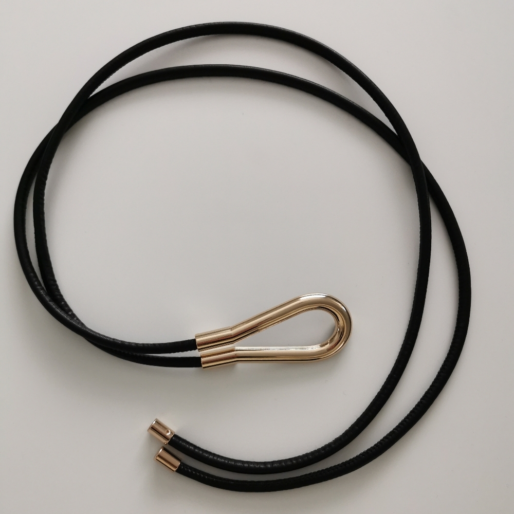 H&M Black Wrap Belt with Gold Loop Accent